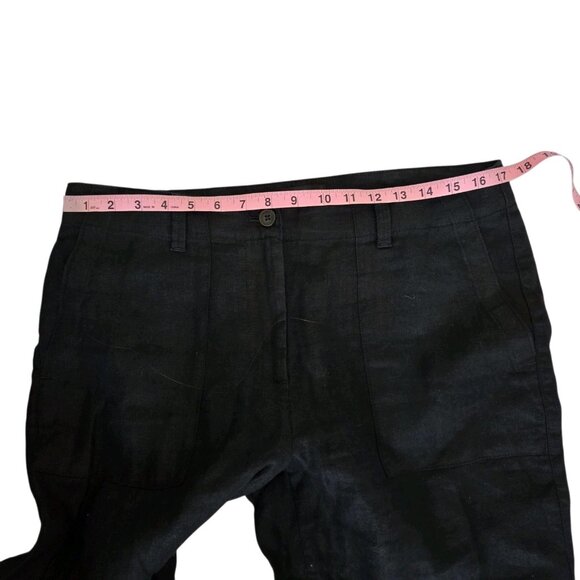 Talbots Wide Leg 100% Linen Black Cropped High Rise Pants 12P (34x25) - Picture 3 of 7